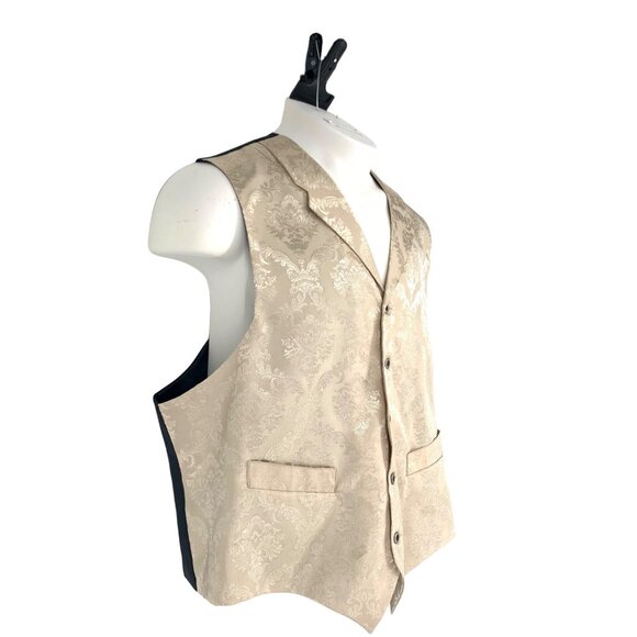 Frontier Classics Mens XL Ivory Vest Paisley Button Collar Adjustable Back - Picture 3 of 12